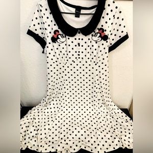 Disney new preowned Minnie Mouse Vintage style black and white poka dot dress